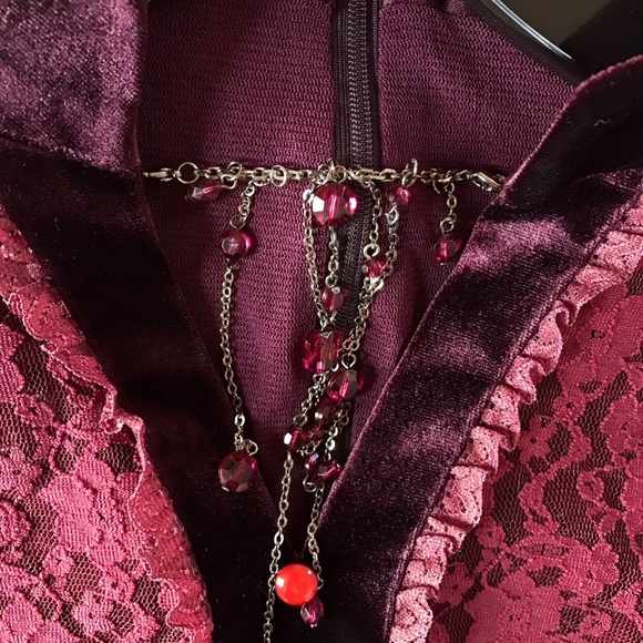 Women's Plum/burgundy Purple Lace Blouse - Picture 4 of 10